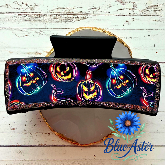 Neon Pumpkins Claw Clip